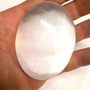 Selenite Palm Stones. Great for mindfulness, energy cleansing, and decor